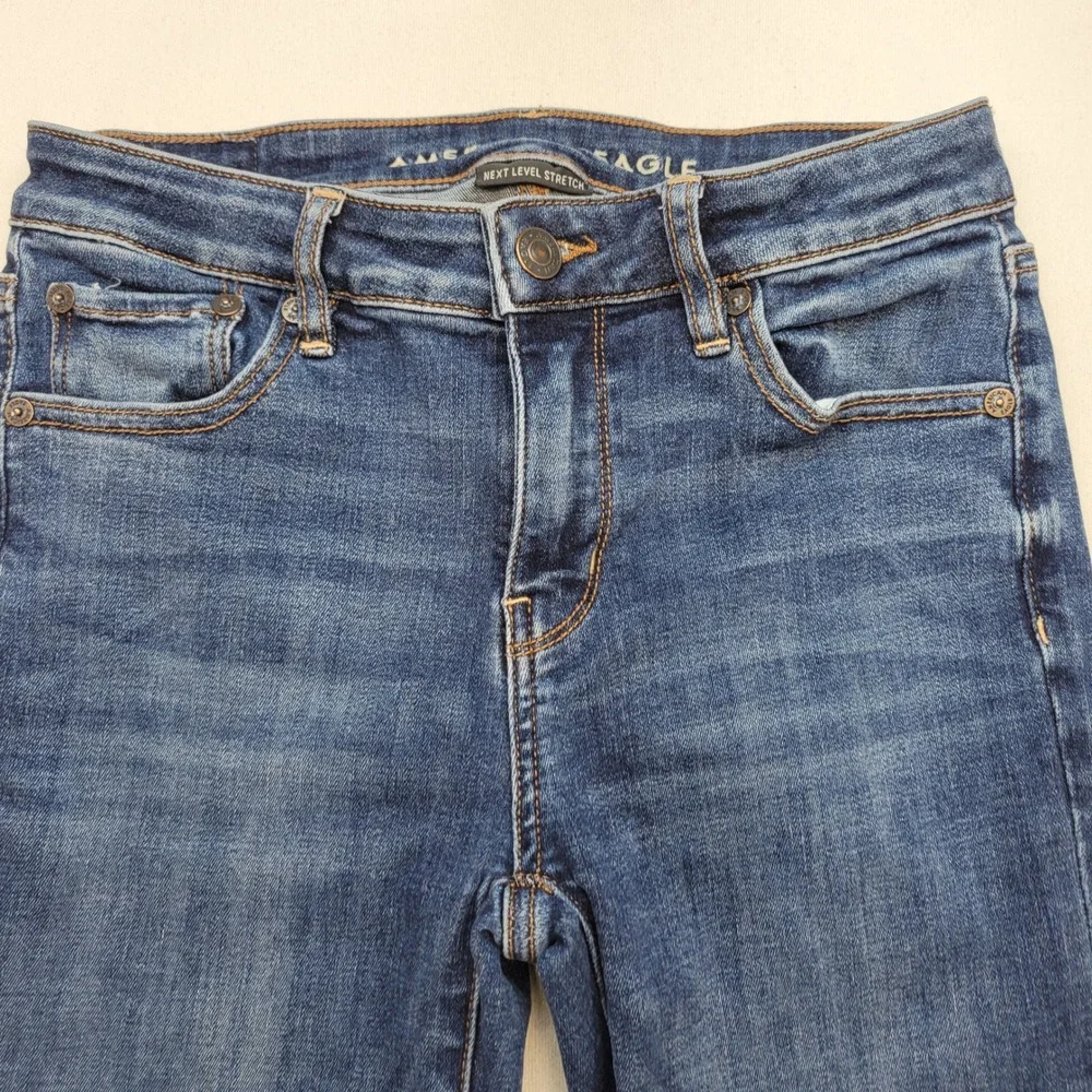 American Eagle‎ Flare Jeans Womens 0 Blue Low Rise Stretch Dark Wash Denim
